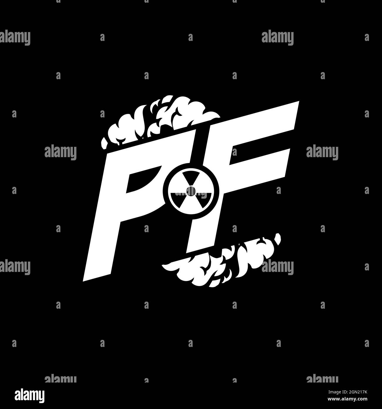 PF Initial ESport Monogram with Shape and Smoke Style template vector Stock Vector