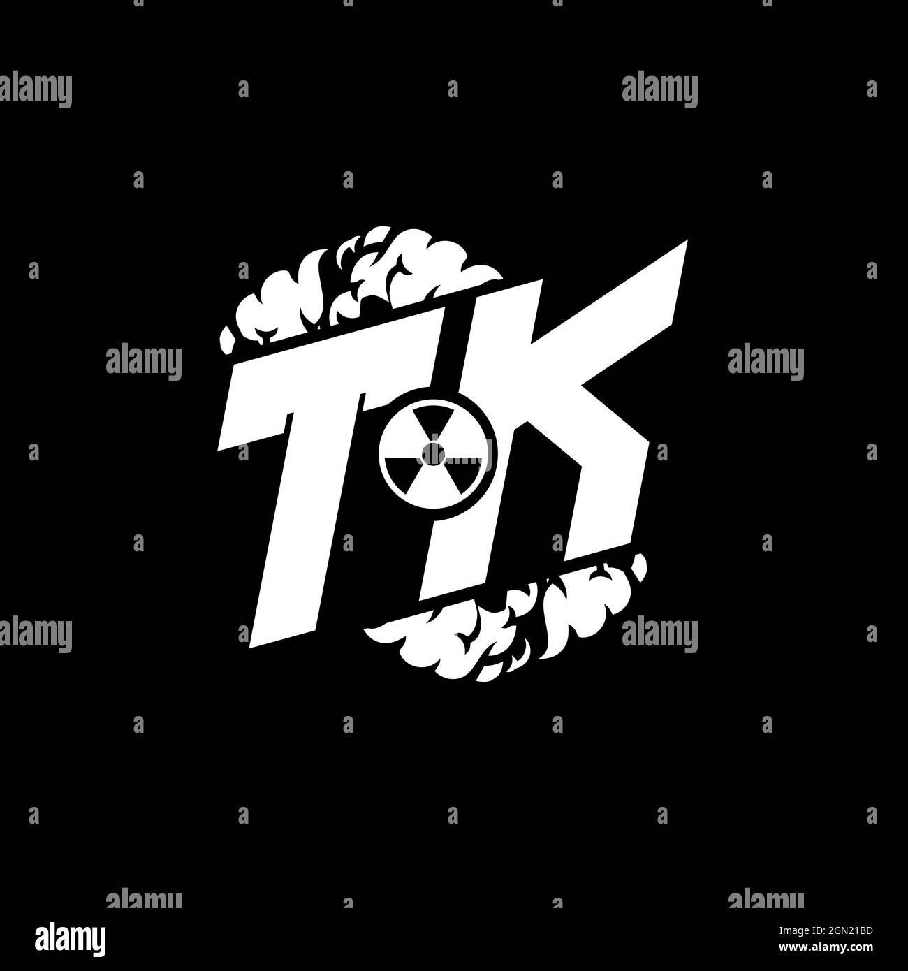 TK Initial ESport Monogram with Shape and Smoke Style template vector Stock Vector