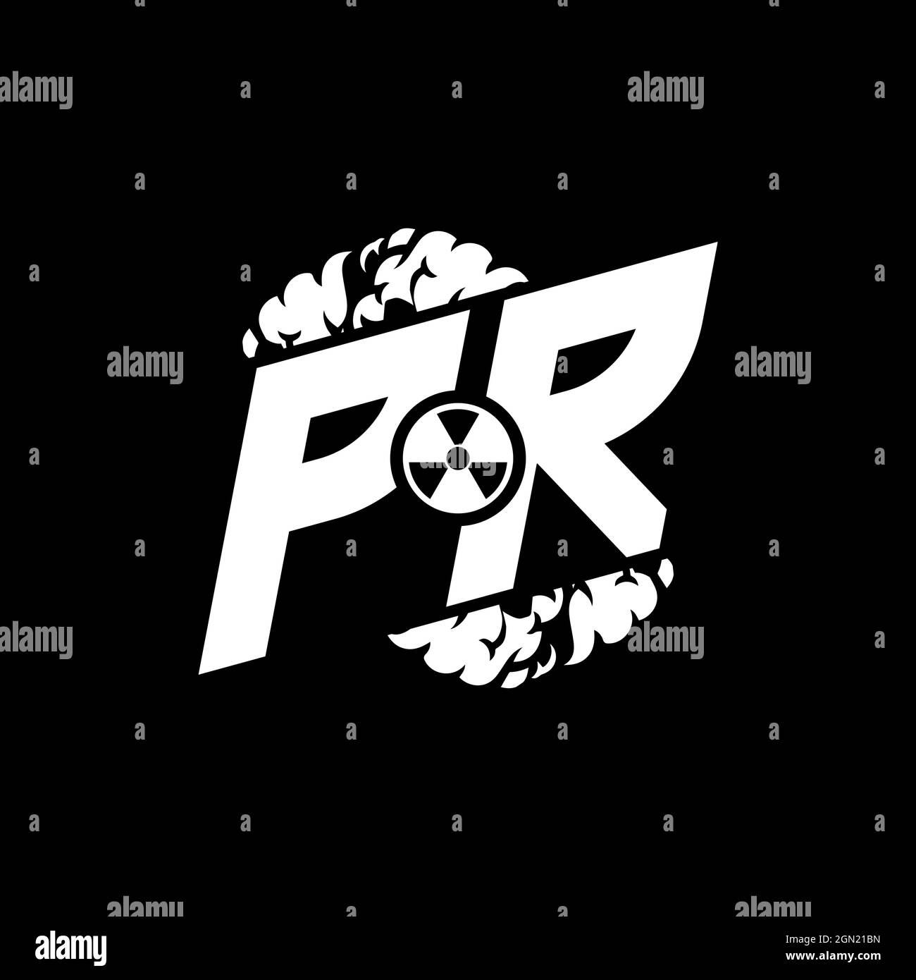 PR Initial ESport Monogram with Shape and Smoke Style template vector Stock Vector