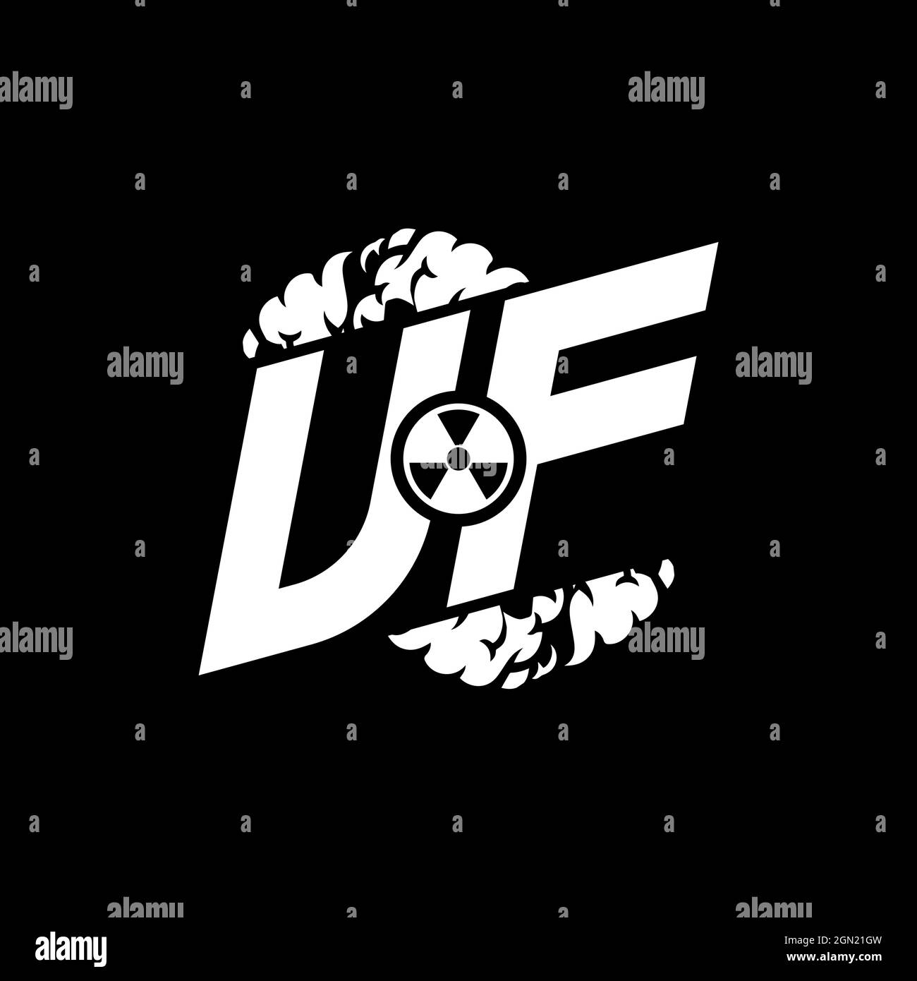 UF Initial ESport Monogram with Shape and Smoke Style template vector Stock Vector