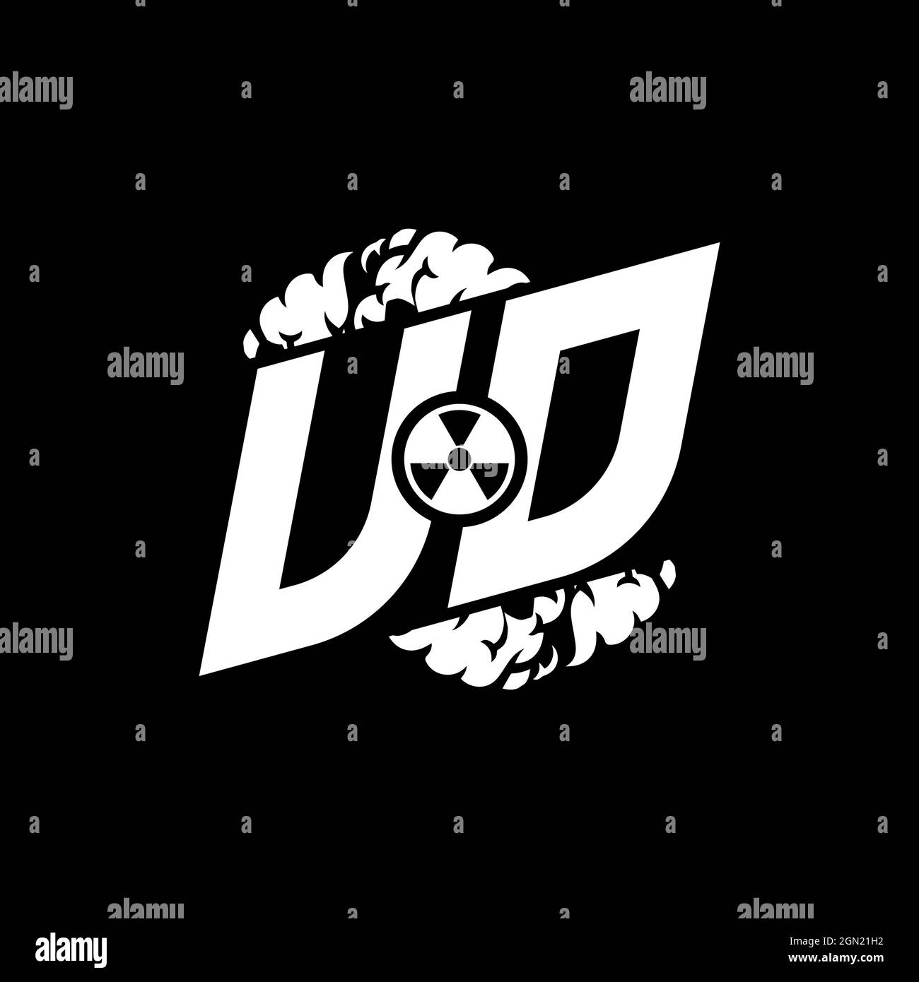 UD Initial ESport Monogram with Shape and Smoke Style template vector Stock Vector