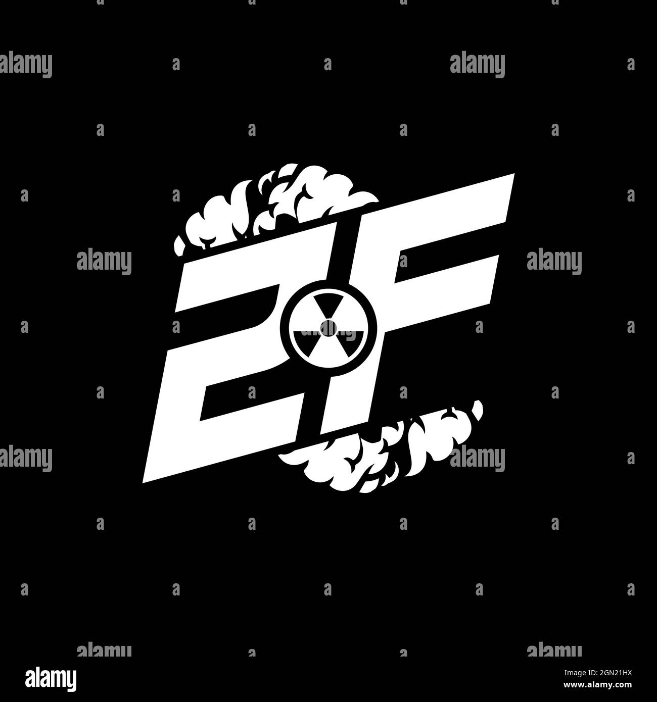 ZF Initial ESport Monogram with Shape and Smoke Style template vector Stock Vector