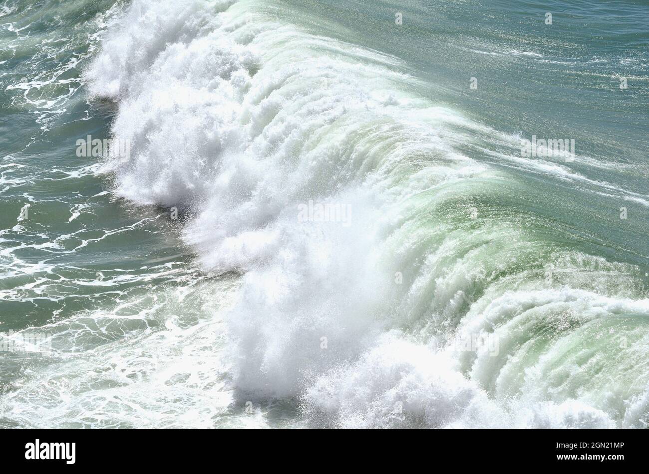 Rolling Wave in Atlantic Ocean near West Coast of Portugal Stock Photo