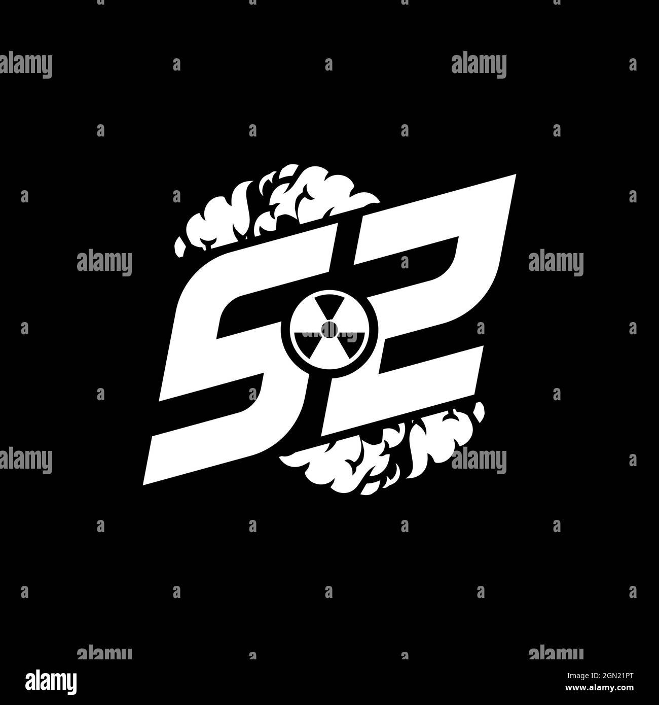 SZ Initial ESport Monogram with Shape and Smoke Style template vector Stock Vector