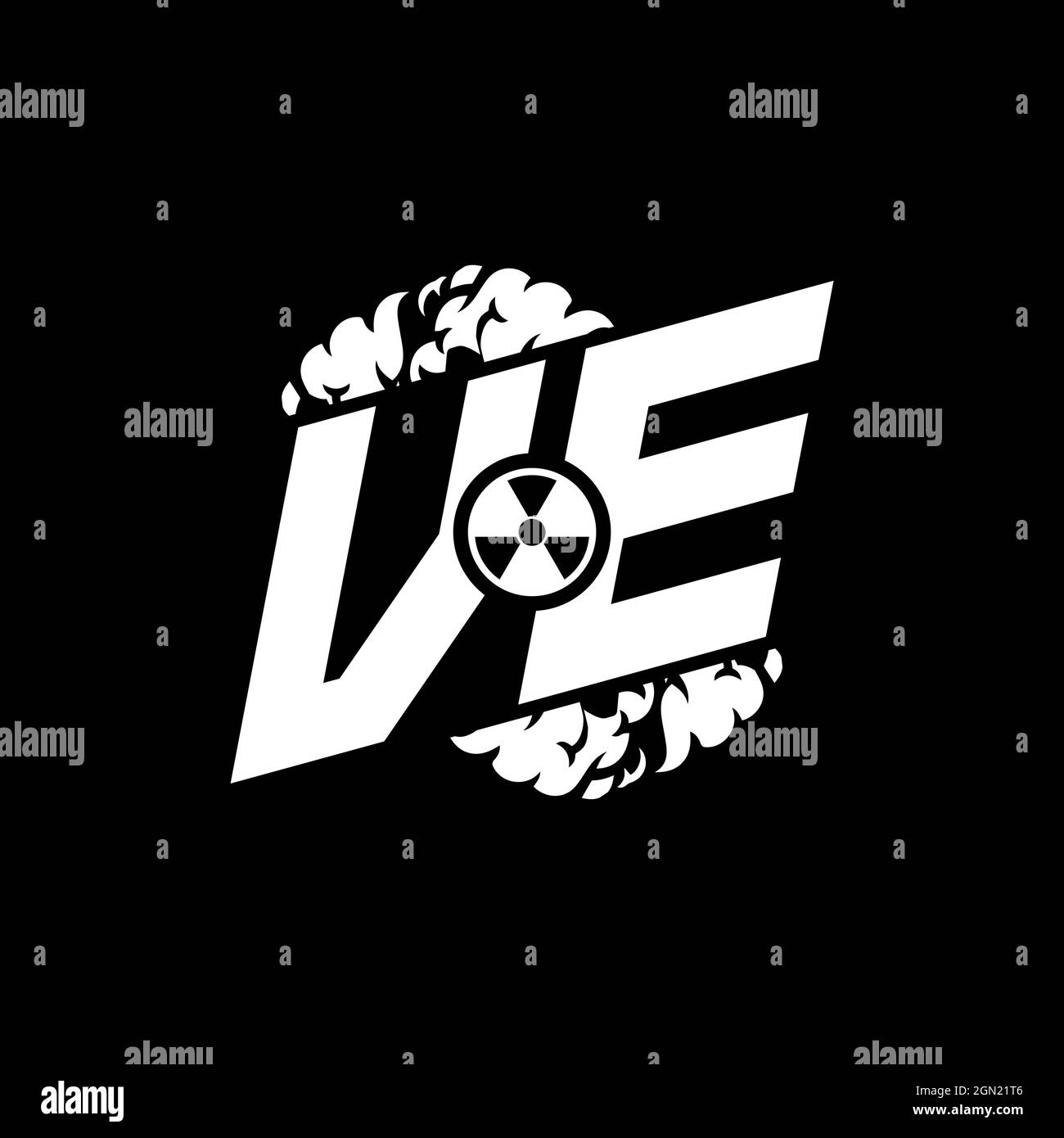 VE Initial ESport Monogram with Shape and Smoke Style template vector Stock Vector