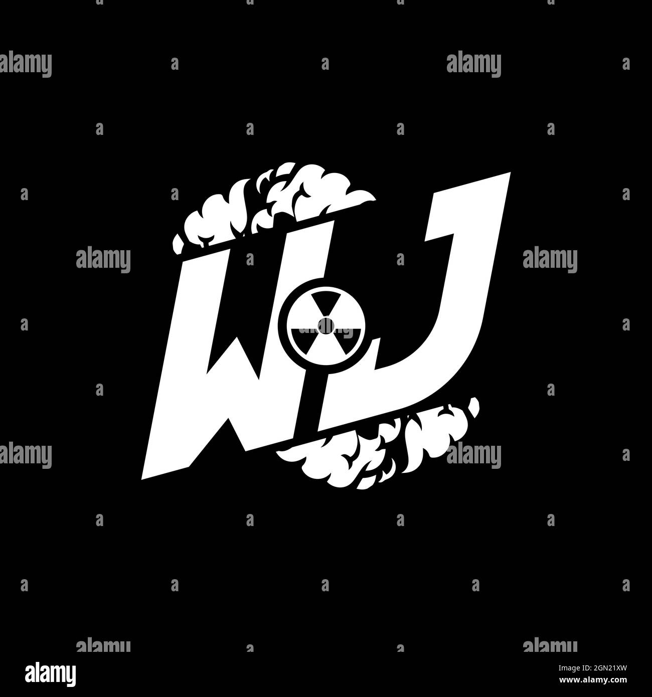 WJ Initial ESport Monogram with Shape and Smoke Style template vector Stock Vector