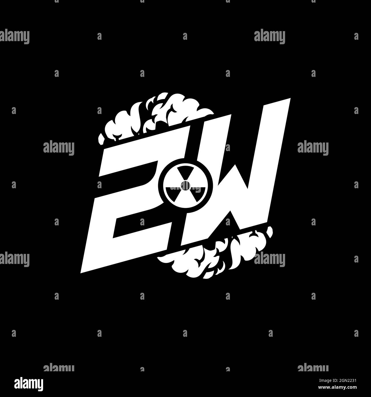 ZW Initial ESport Monogram with Shape and Smoke Style template vector Stock Vector