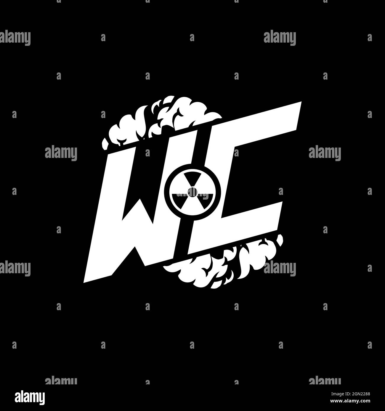WC Initial ESport Monogram with Shape and Smoke Style template vector Stock Vector