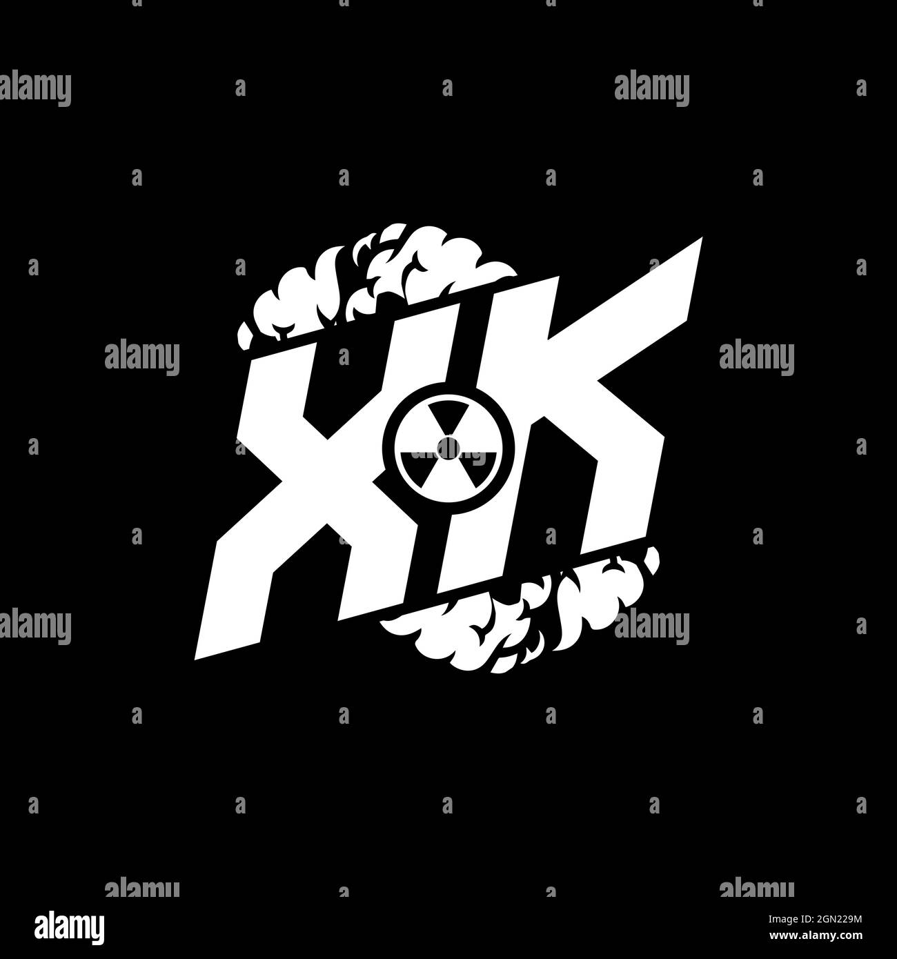XK Initial ESport Monogram with Shape and Smoke Style template vector Stock Vector