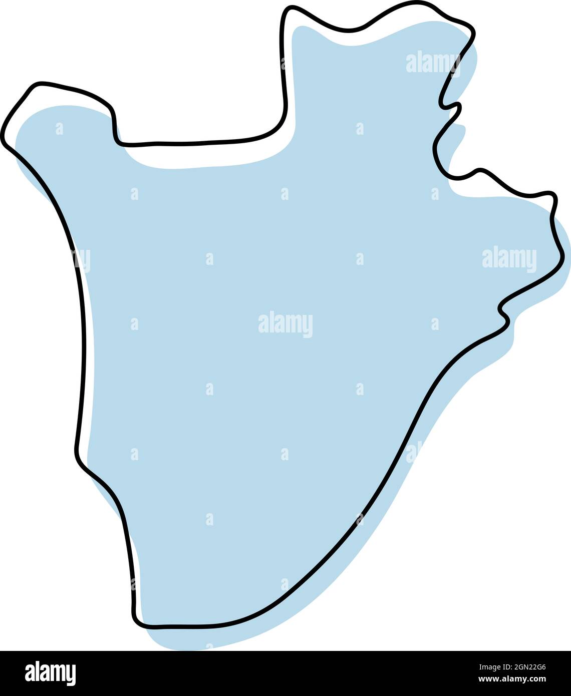 Stylized simple outline map of Burundi icon. Blue sketch map of Burundi ...