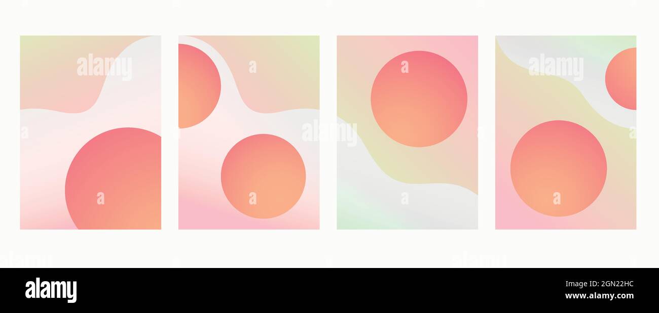 Abstract vector illustrations set with sunny landscape Stock Vector