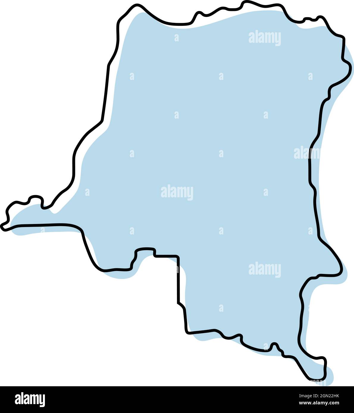 Stylized simple outline map of Democratic Republic of the Congo icon ...