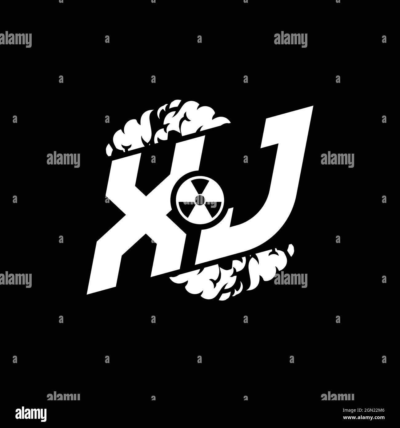 XJ Initial ESport Monogram with Shape and Smoke Style template vector Stock Vector