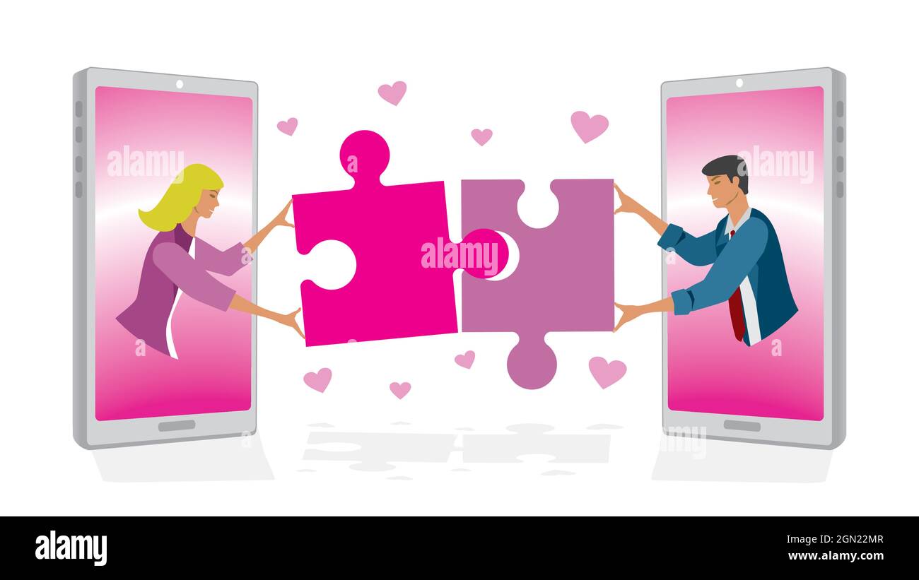 Finding love online. Vector illustration. EPS10. Stock Vector