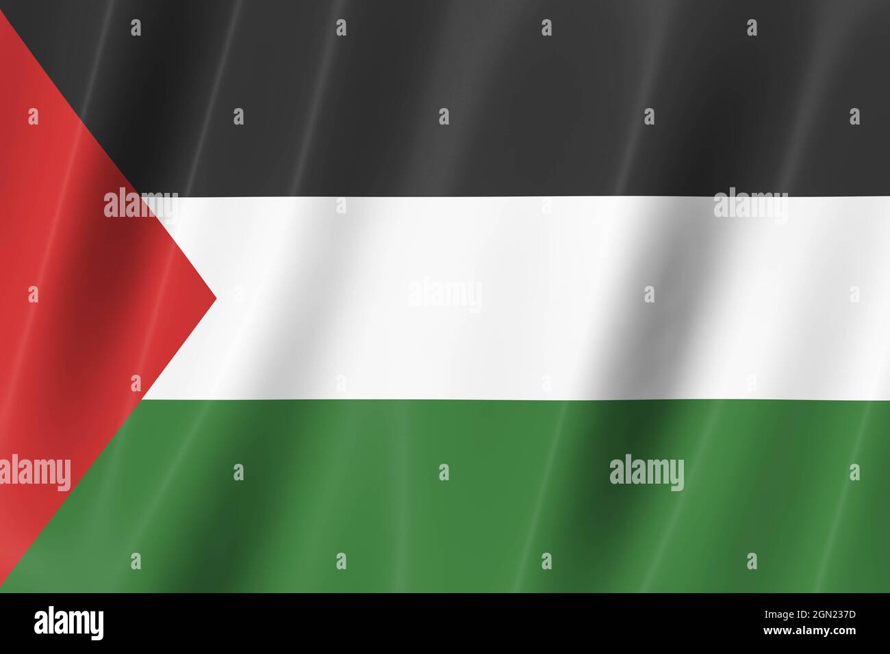 Palestine flag of silk-3D panoramic illustration Stock Photo