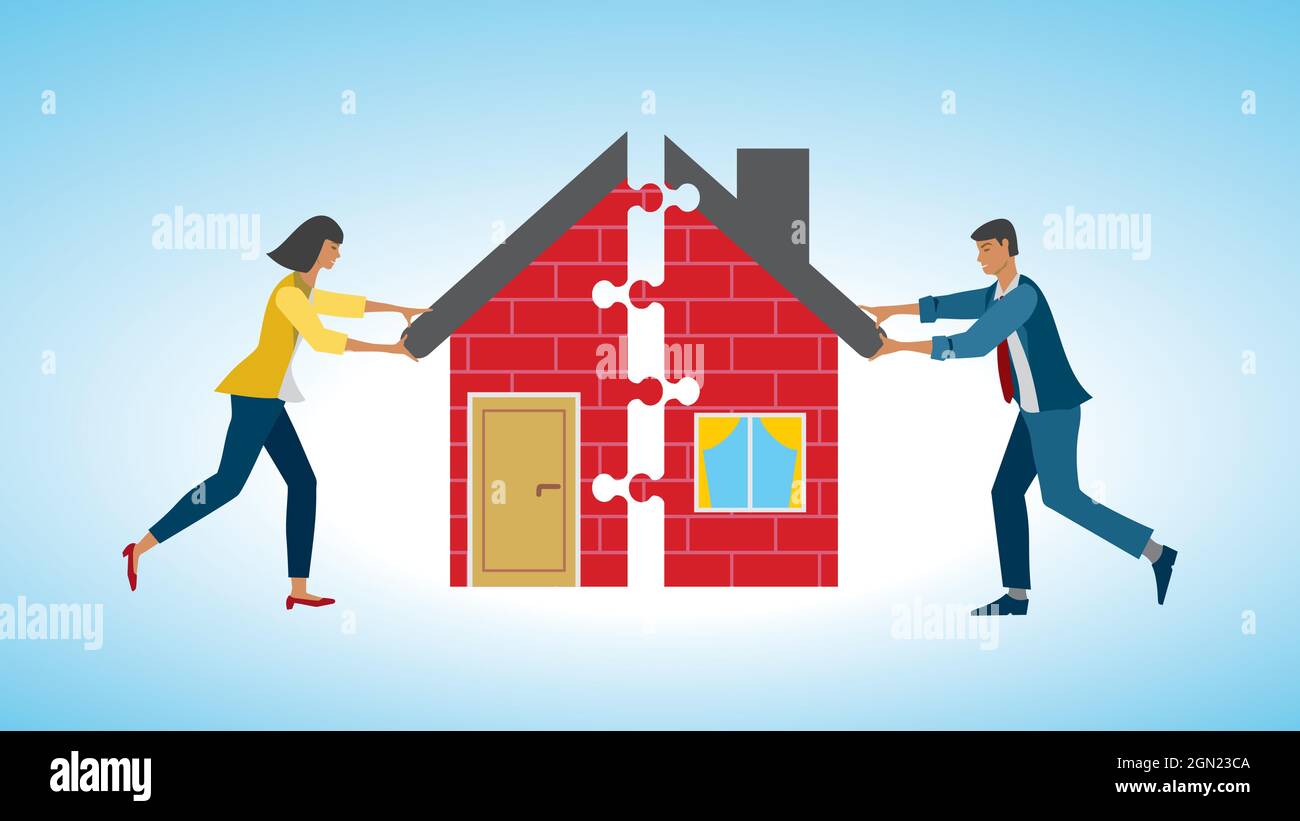 Moving together, buy and invest in house. Vector illustration. Stock Vector