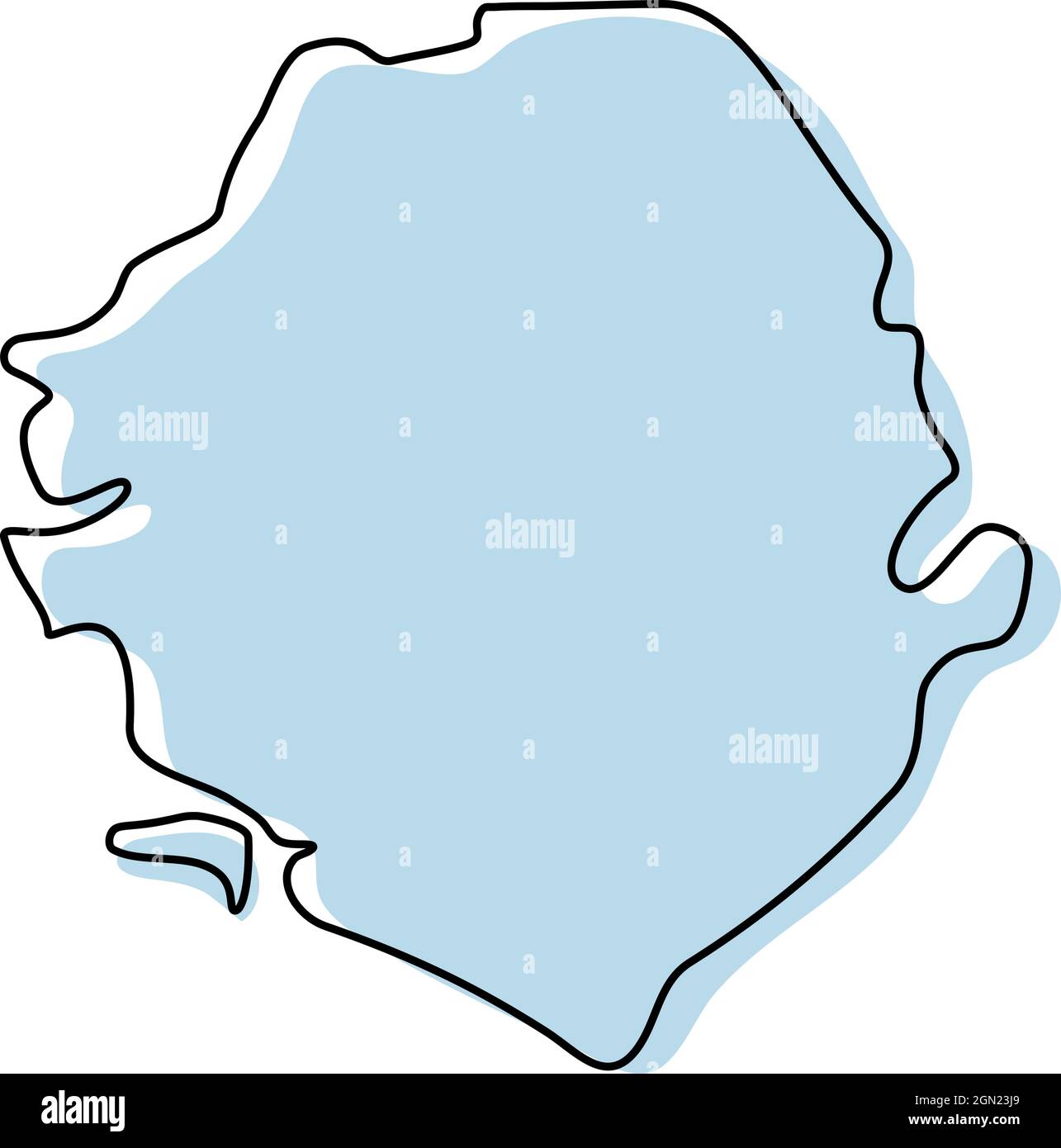 Stylized simple outline map of Sierra leone icon. Blue sketch map of ...
