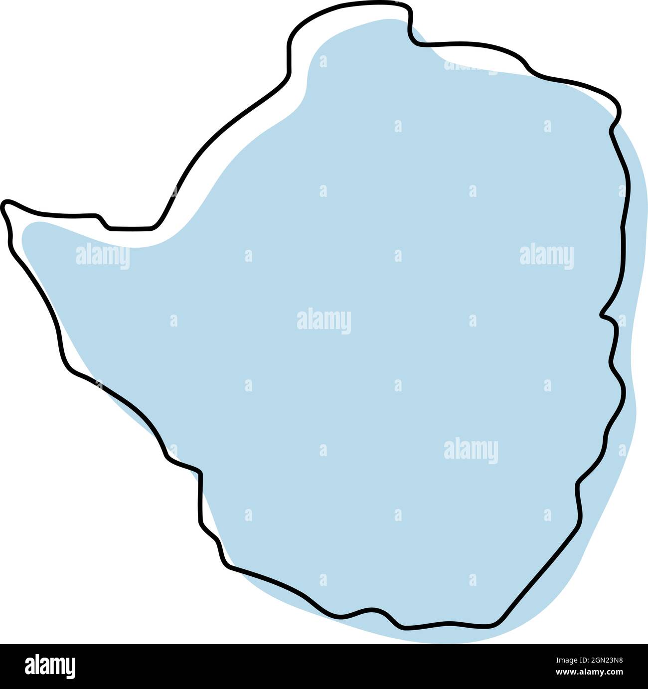 Stylized simple outline map of Zimbabwe icon. Blue sketch map of ...