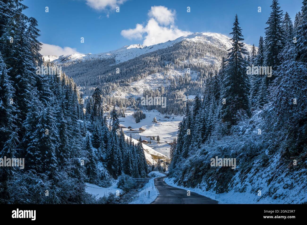 Mountain road from Kalkstein to Innervillgraten, Villgratental, East Tyrol, Tyrol, Austria Stock Photo