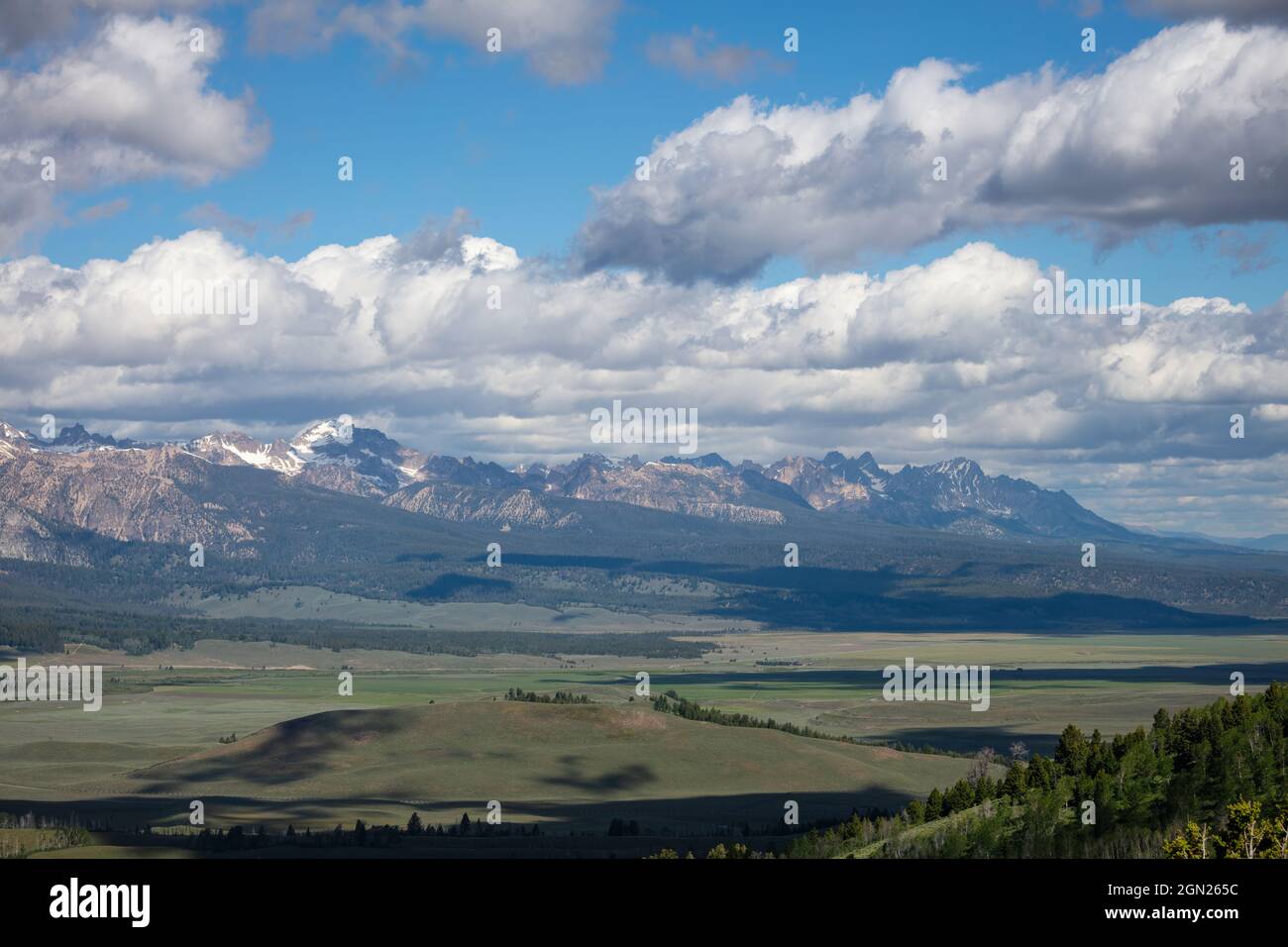 The Sawtooth Mountains from the Galena Summit on Idaho's Highway 75 Stock Photo