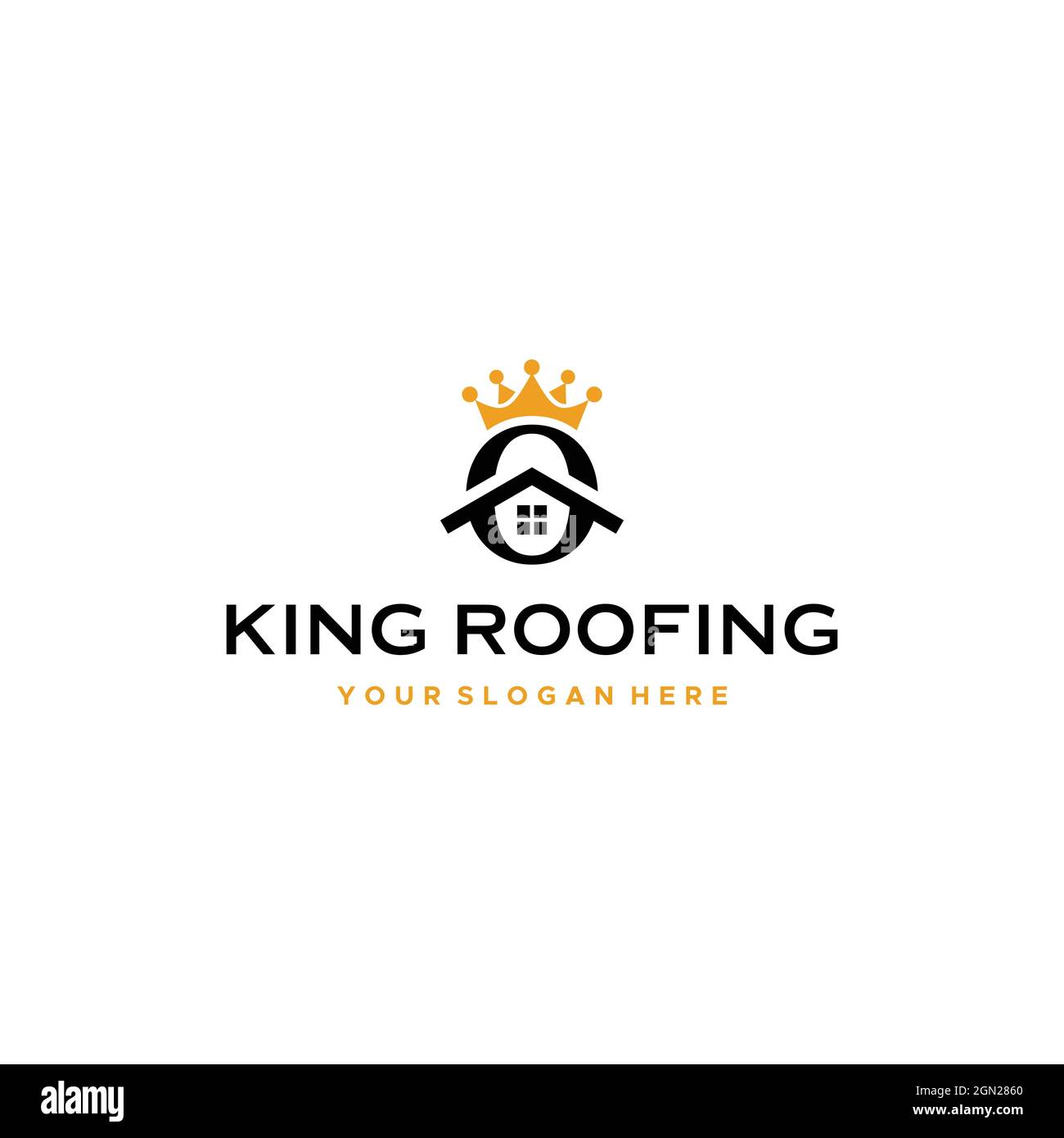 flat lettermark initial O home crown logo design Stock Vector
