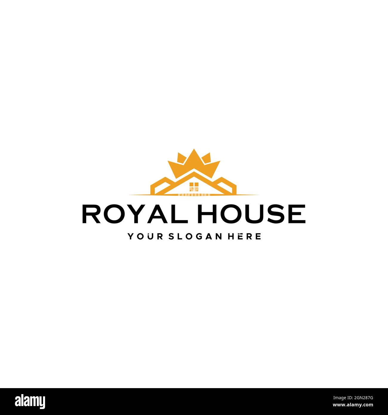 Modern ROYAL HOUSE real estate crown logo design Stock Vector