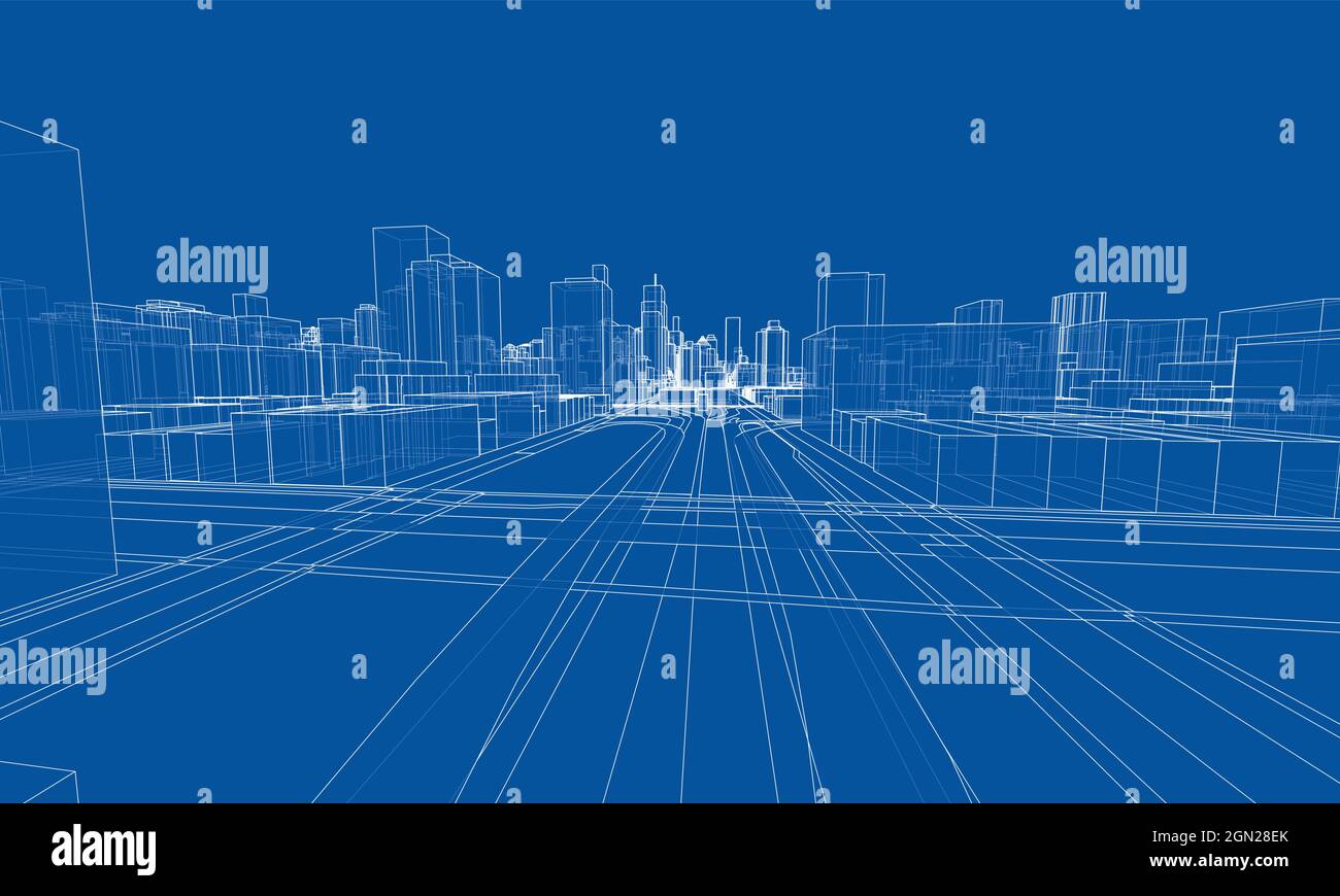 Vector 3d urban landscape. Buildings and roads Stock Vector Image & Art ...
