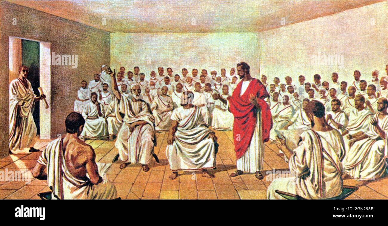 Ancient Rome, assembly of patricians, senators Stock Photo