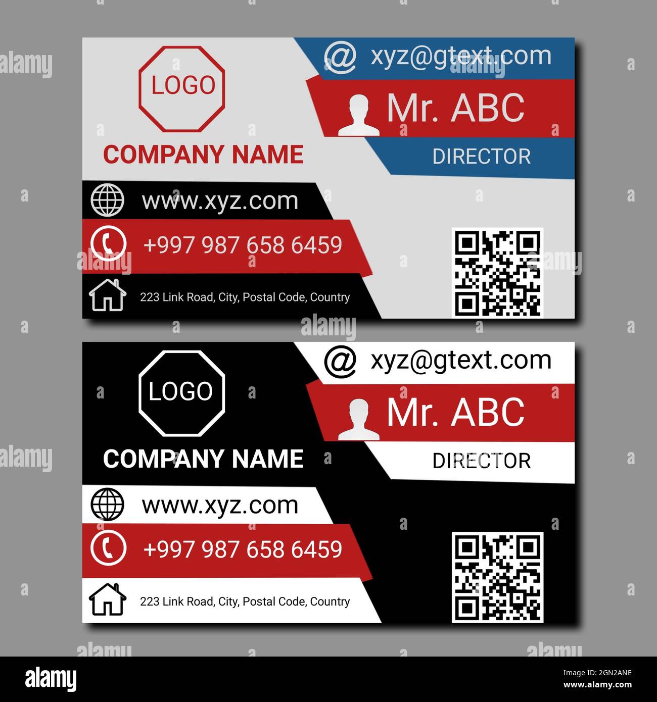 Professional business card template or visiting card set design for publishing, print and working or personal presentation Stock Photo