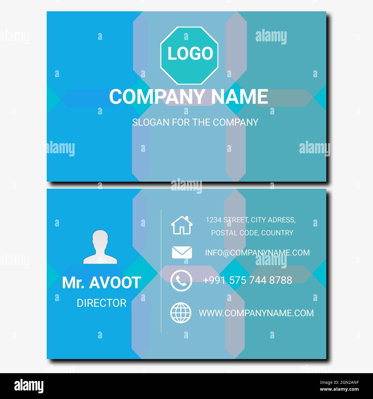Professional business card template or visiting card set design for publishing, print and working or personal presentation Stock Photo