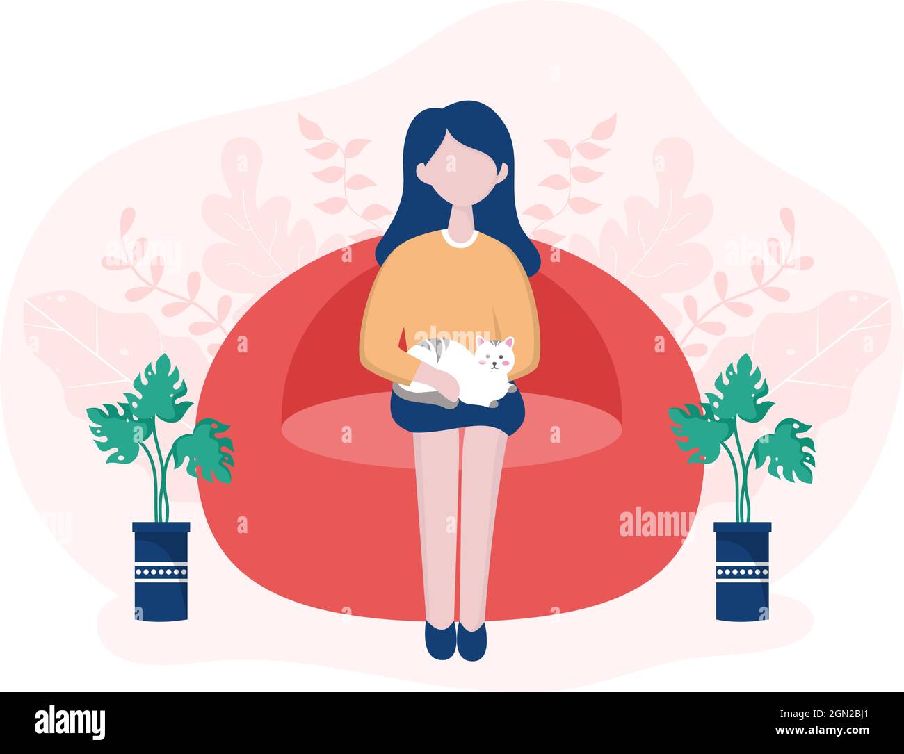 Relax at Home Vector Flat Illustration with People Sitting on the Sofa ...