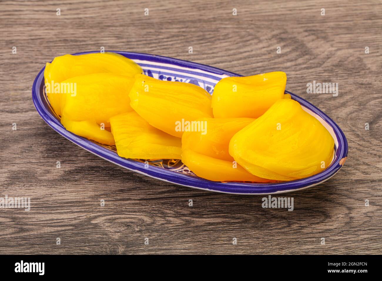 Canned Jackgruit snack in the bowl Stock Photo