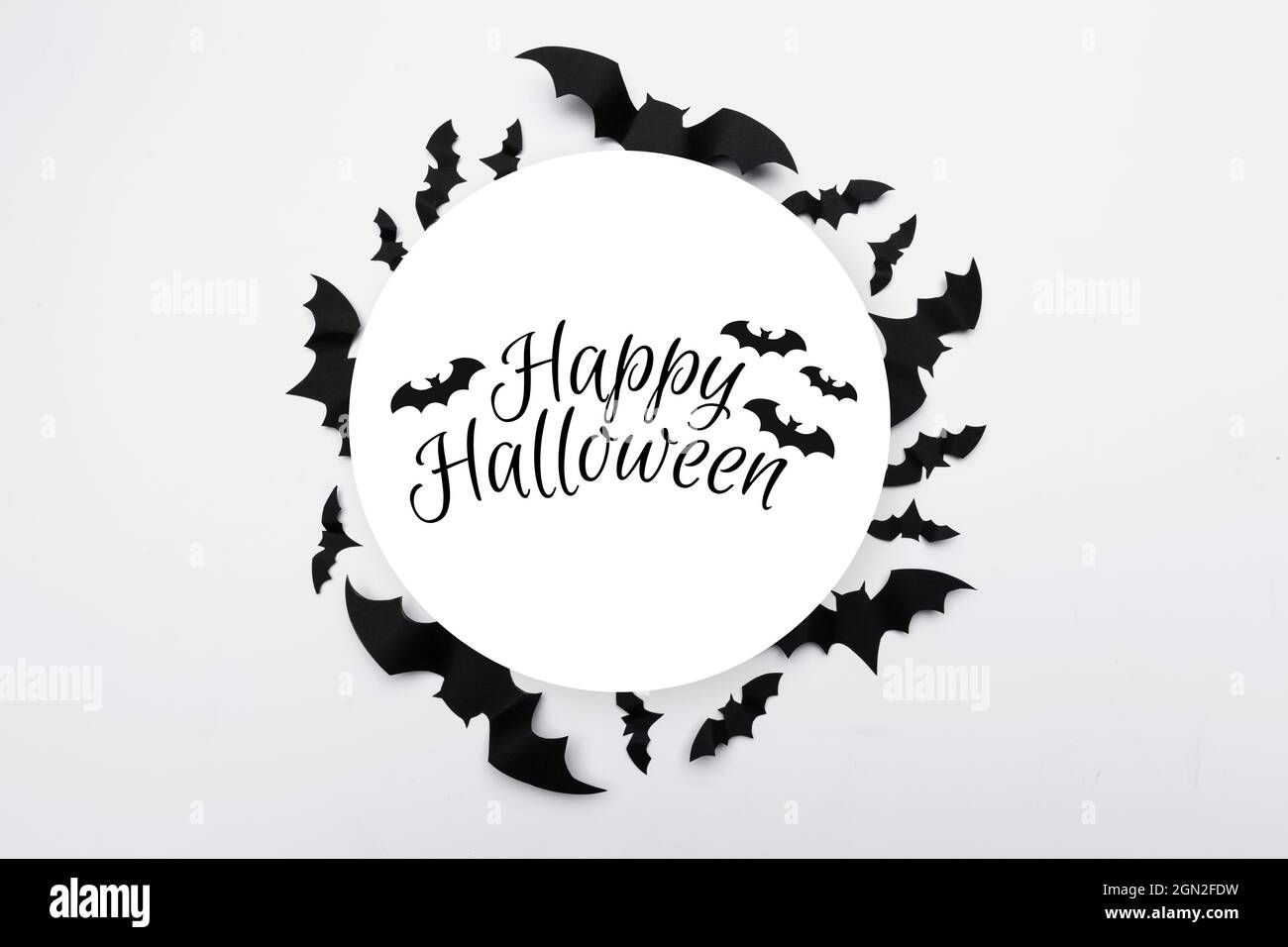 Halloween concept - paper bats on white background Stock Photo - Alamy