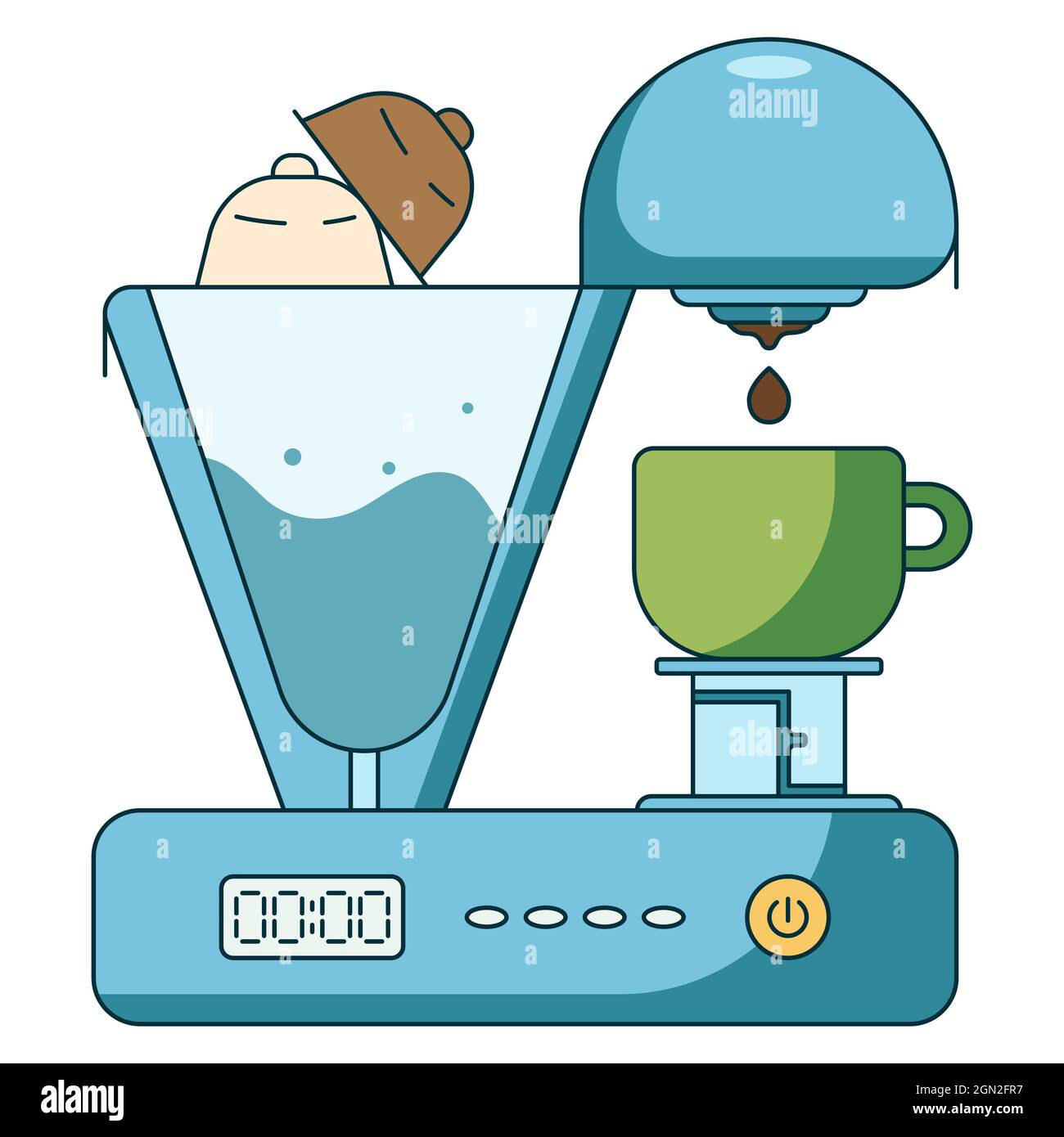 Flat icon illustration of coffee brewing method. Stock Vector
