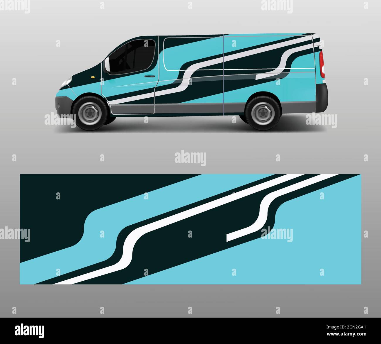 Van Wrap design template vector with wave shapes, decal, wrap, and ...
