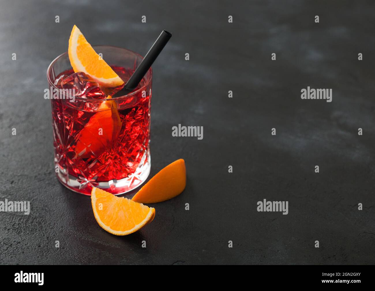 Negroni with Big Ice Cube and Saffron on Top in Vintage Glass Stock Image -  Image of vintage, whiskey: 217568501