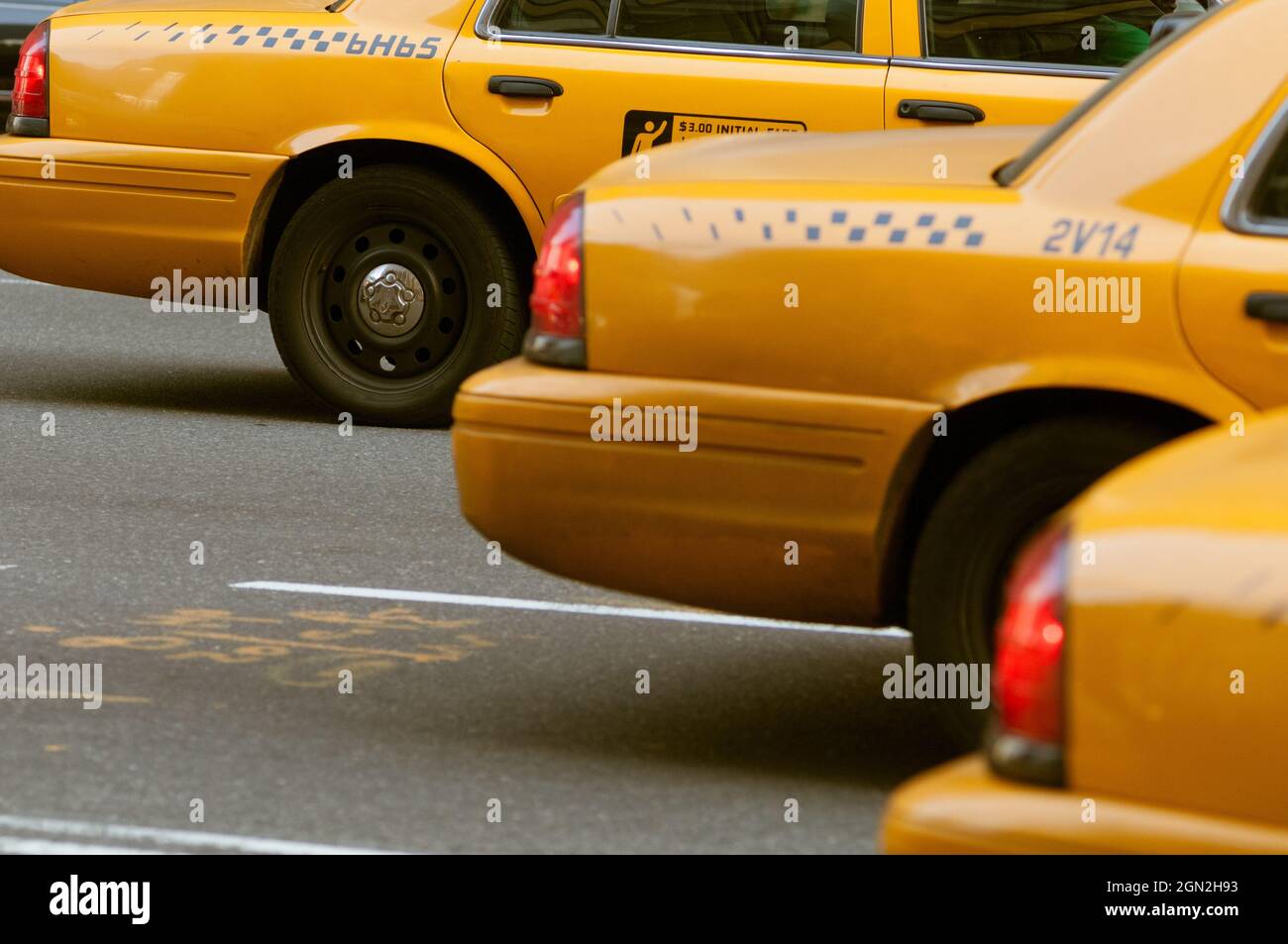 UNITED STATES, NEW YORK, TAXIS IN NEW YORK DURING RUSH HOUR IN MANHATTAN Stock Photo