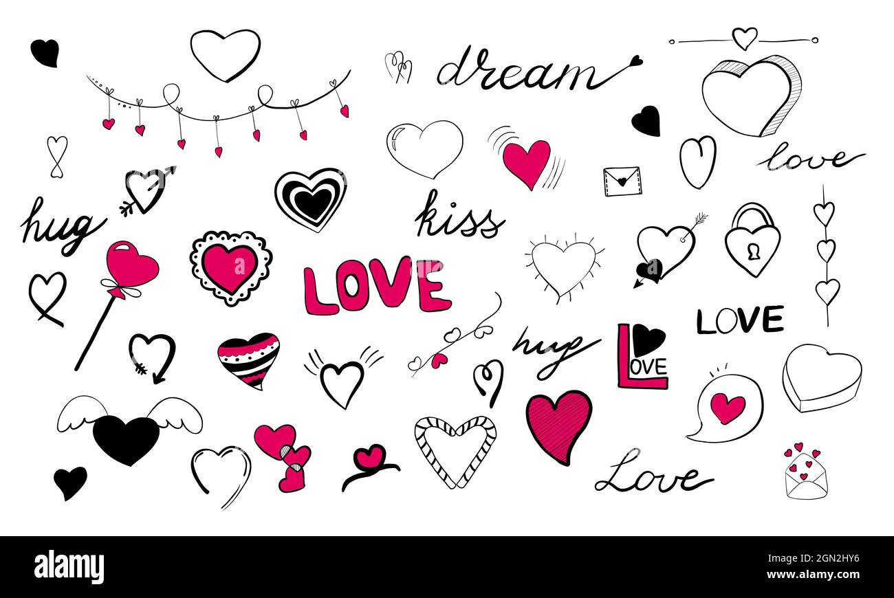 Set of hand drawn heart for Valentine's day Stock Vector Image & Art ...