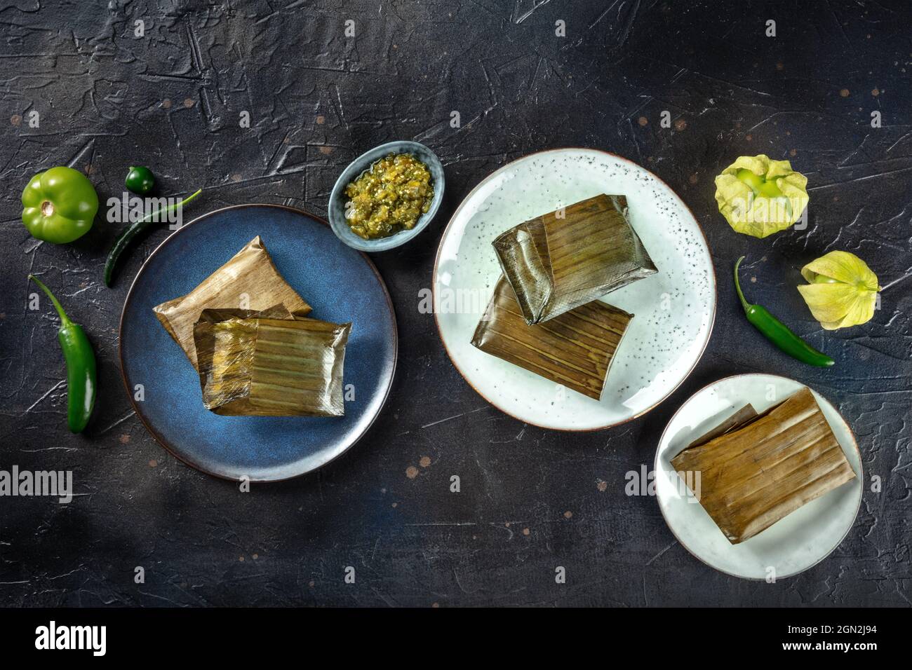 Tamal, traditional dish of Mexican cuisine, various stuffings wrapped ...