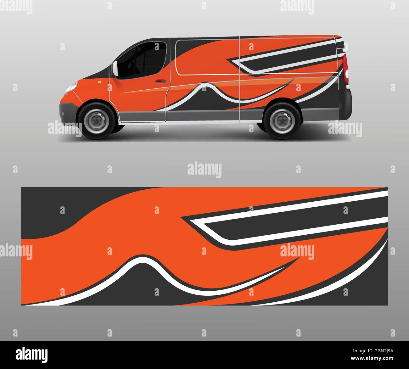 Van Wrap design template vector with wave shapes, decal, wrap, and ...
