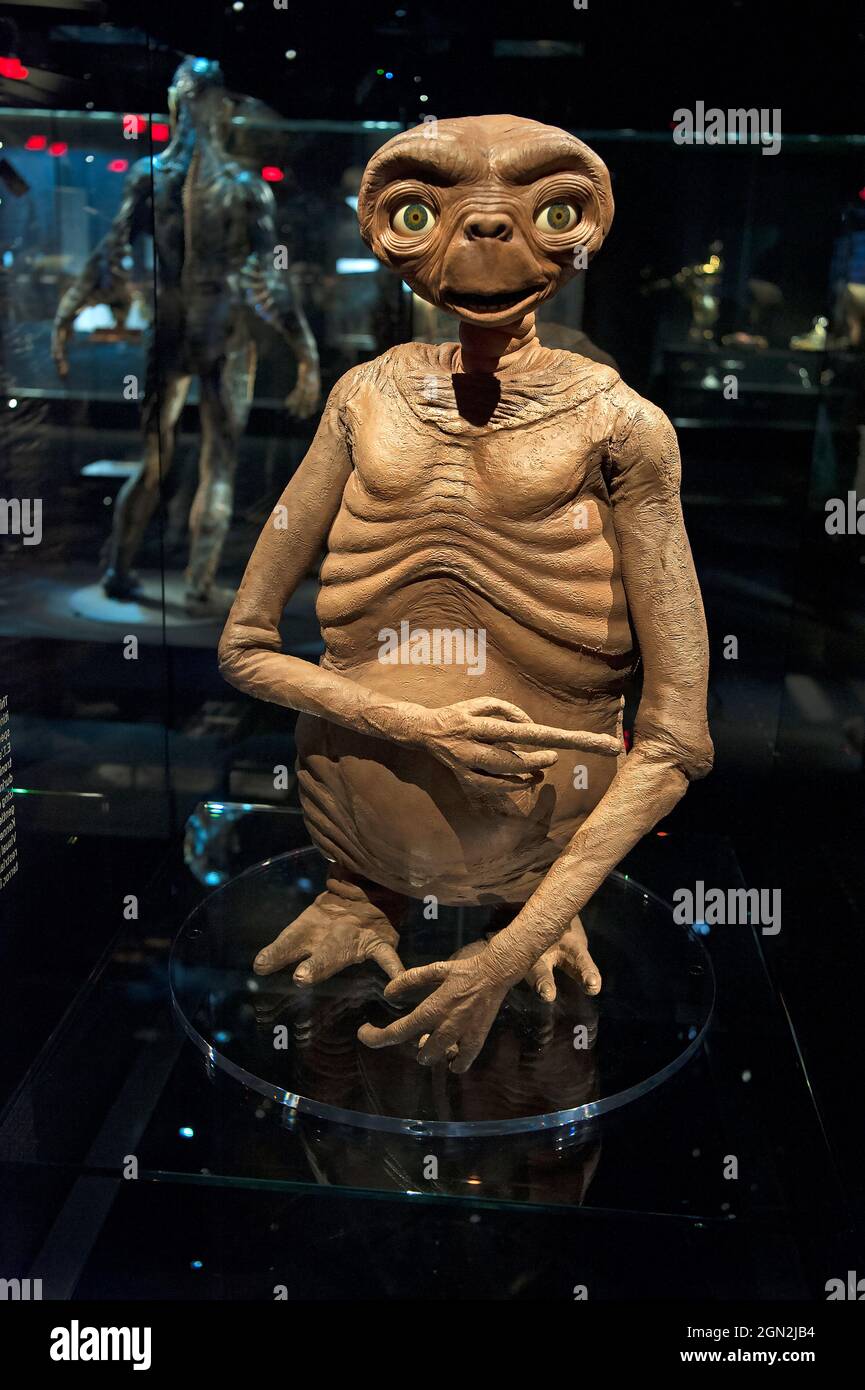 ET character on display at the Academy Museum of Motion Pictures, Los Angeles, California Stock Photo