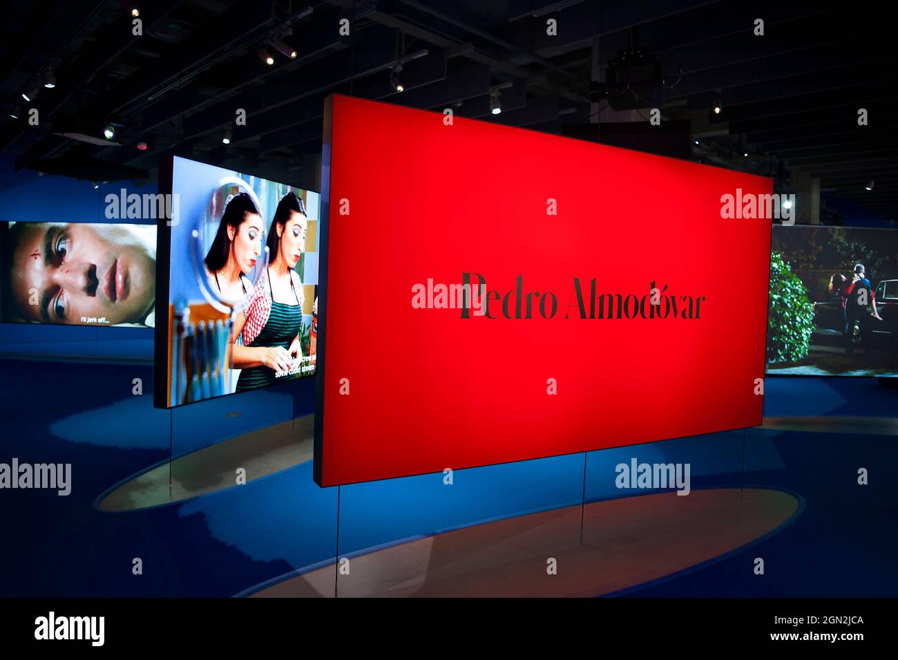 Exhibit honoring the work of director Pedro Almodovar at the Academy Museum of Motion Pictures, Los Angeles, California Stock Photo