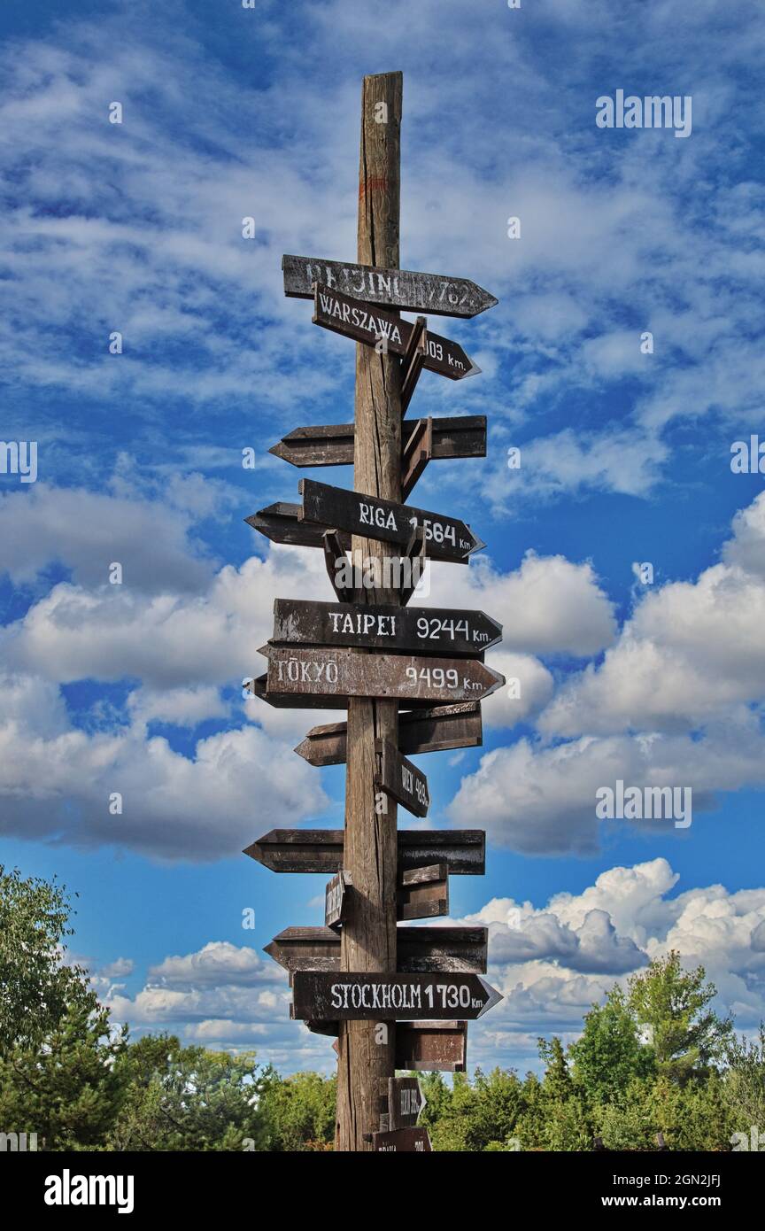 Crossroad signpost showing the way Stock Photo