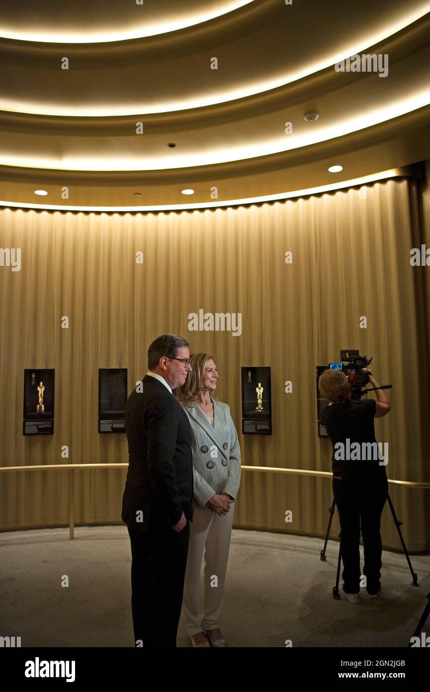David Ruben, President, and Dawn Hudson, CEO of the Academy of  Motion Pictures Arts and Sciences at the Academy Museum, Los Angeles, California, Stock Photo