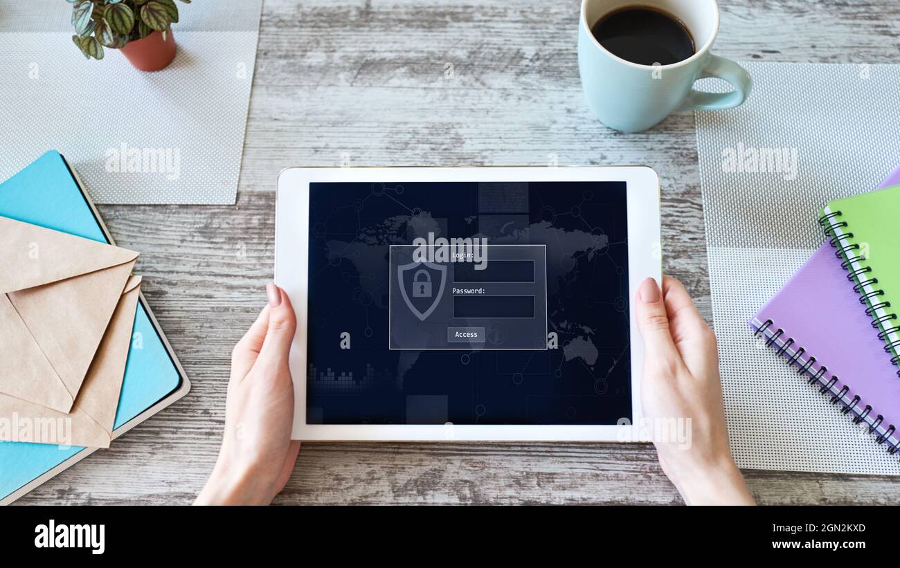 Access, login and password input window. Internet, networking and cyber security concept Stock Photo