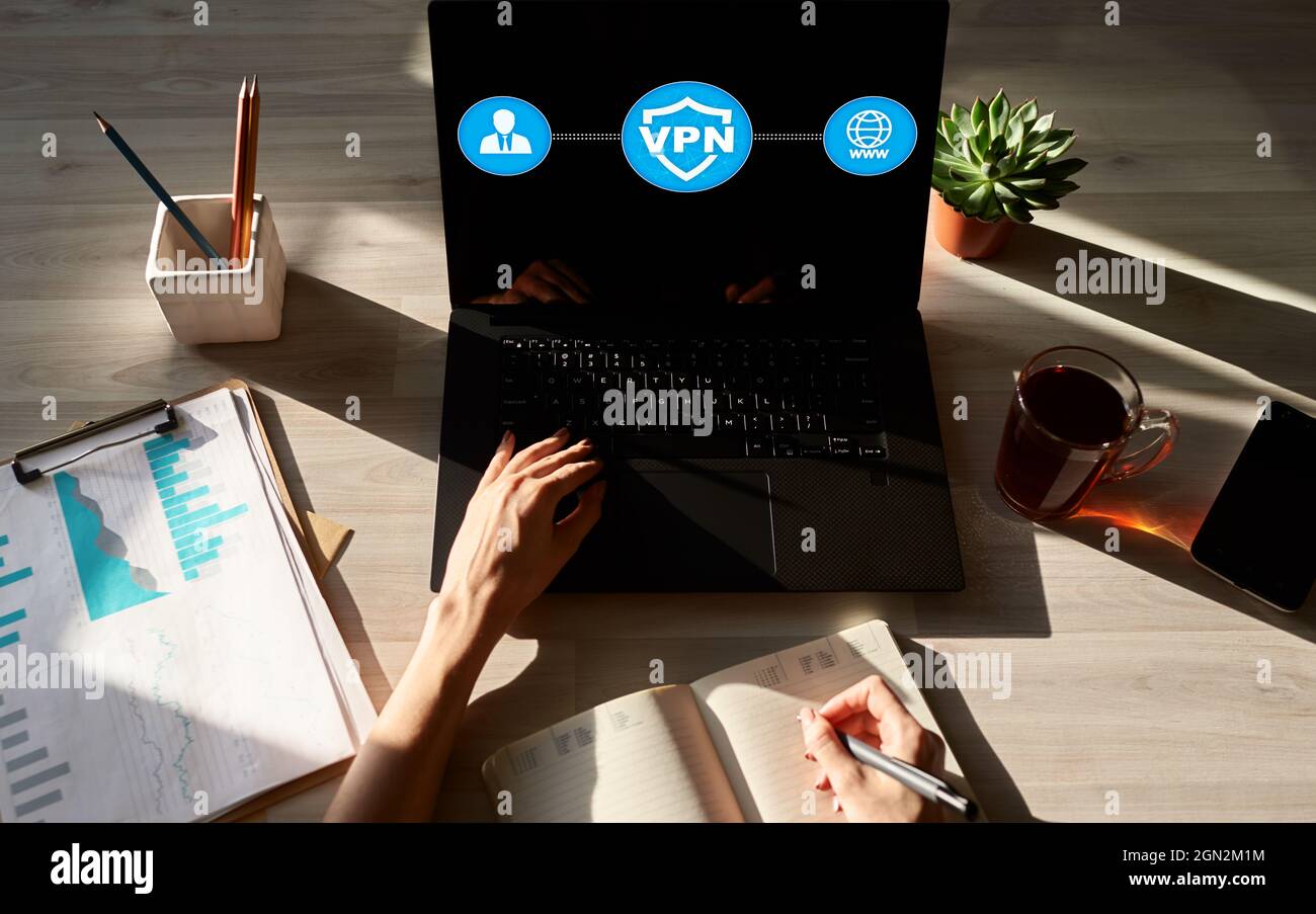 VPN - Virtual perivate network. Internet conncetion privacy concept Stock Photo
