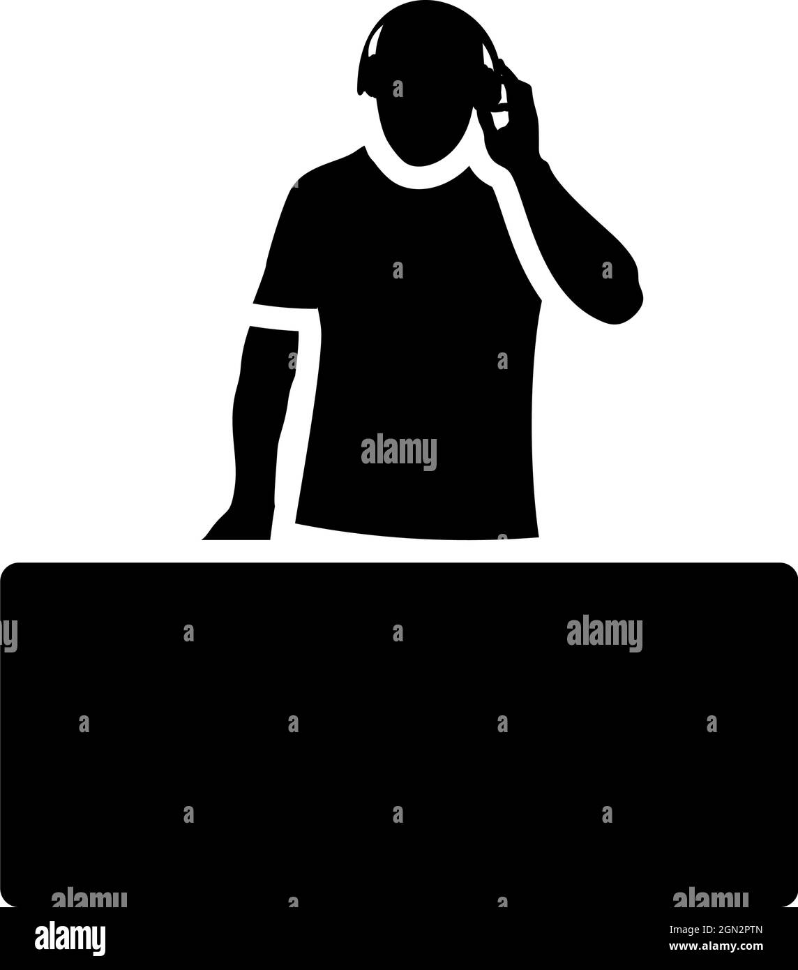 DJ Icon. Black Stencil Design. Vector Illustration Stock Vector Image ...