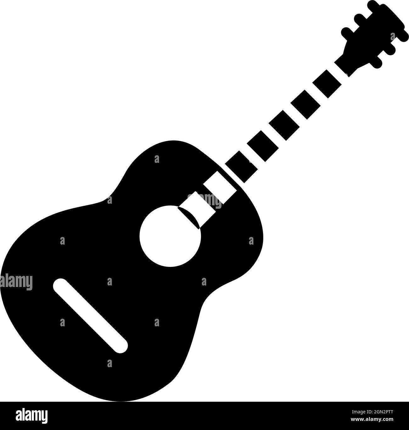 Acoustic Guitar Icon. Black Stencil Design. Vector Illustration Stock