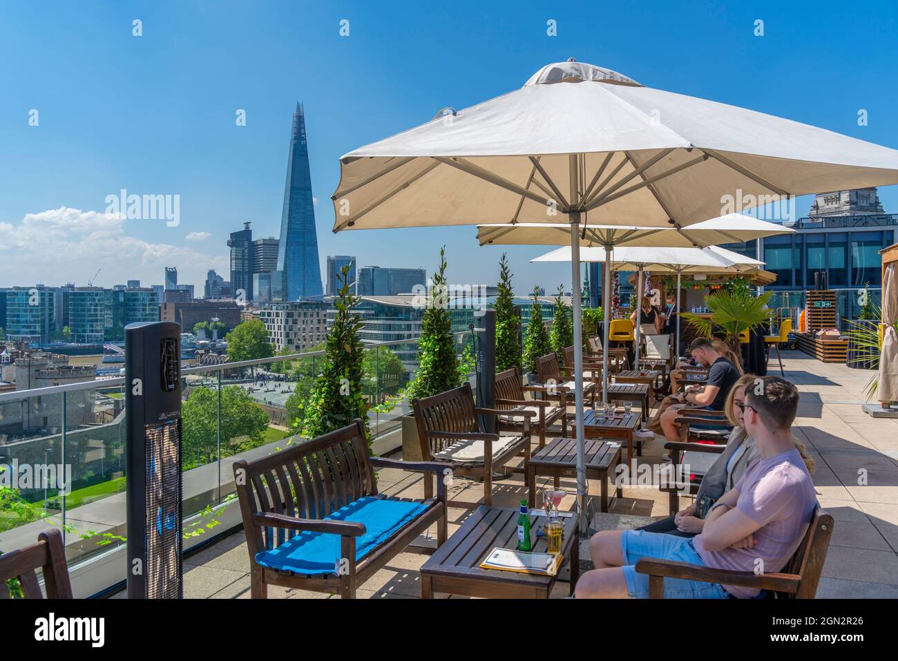 View of the Shard from rooftop bar, London, England, United Kingdom
