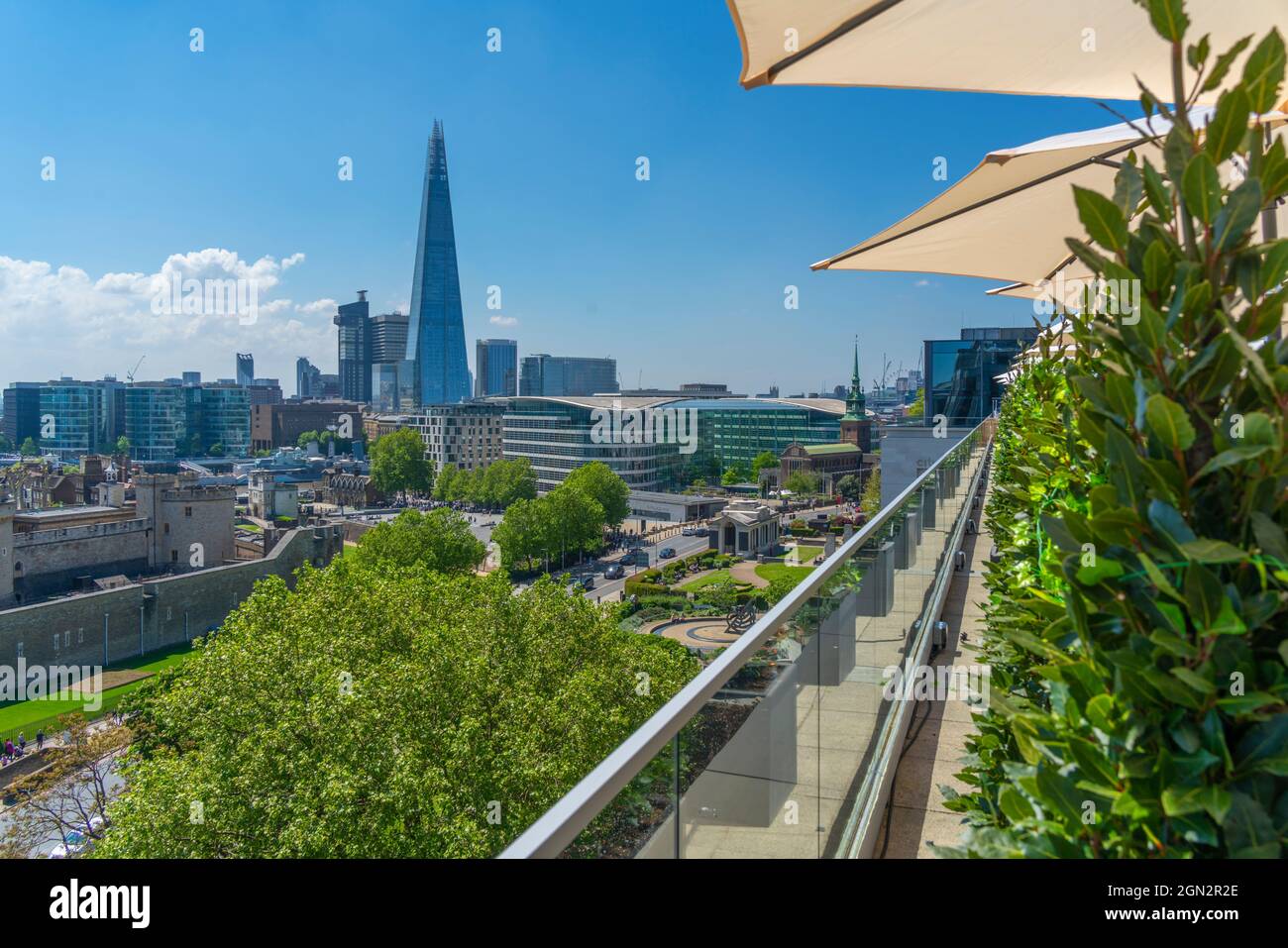 View of the Shard from rooftop bar, London, England, United Kingdom